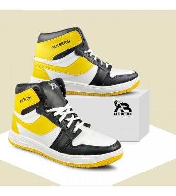 High Tops Mens Sneakers Synthetic Shoes Yellow Black MK
